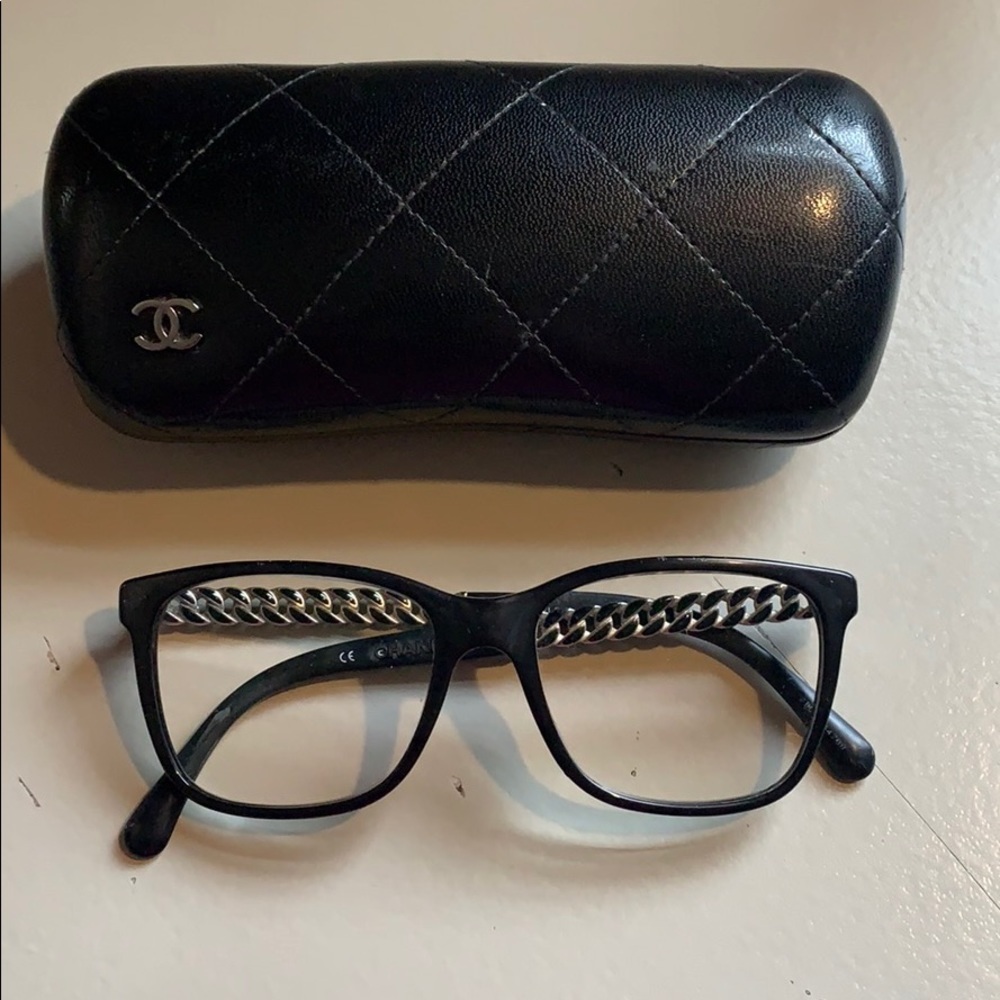 Chanel Women's Glasses Frames and Case Adults Black Gold